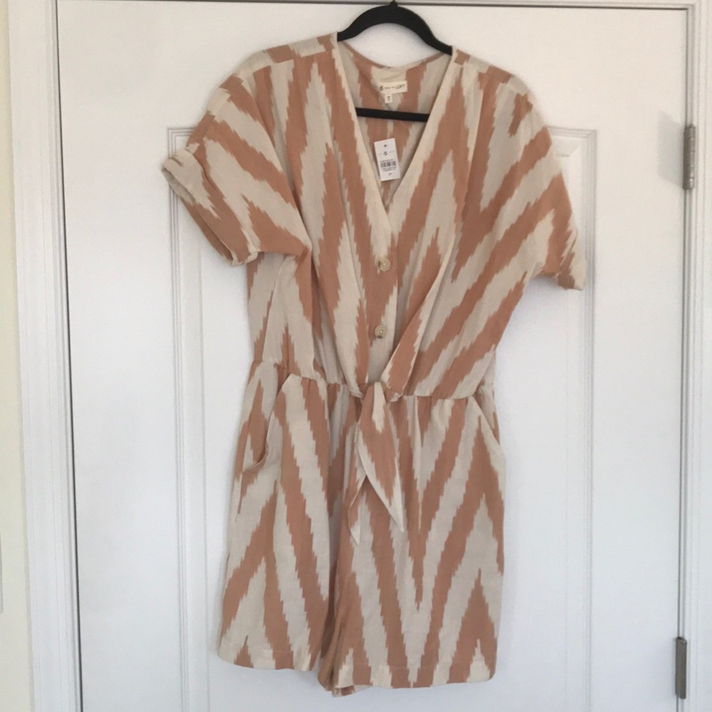 Lou & Greg Ikat Tie Front Romper